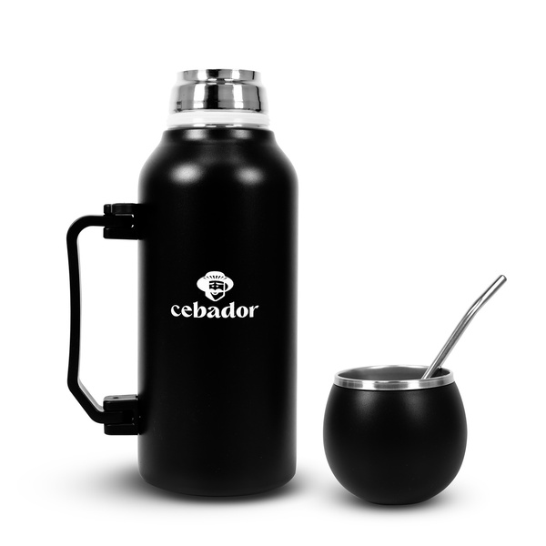YerbaGo – Thermos with Mate Gourd and Bombilla 1.3 L – black