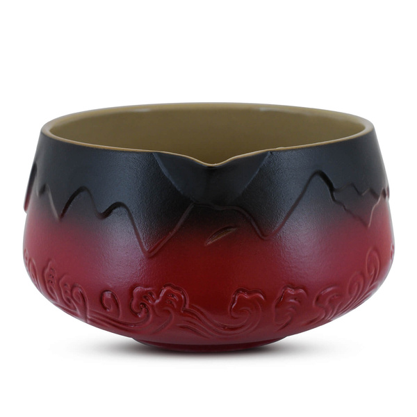 Matchawan – Ceramic Matcha Bowl with Spout – Mountain (red)