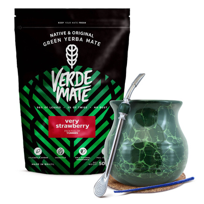 Yerba Mate Set Verde Mate 500g Calabash + Bombilla