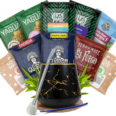 Yerba Mate Set: samples 10x50g Calabash + Bombilla