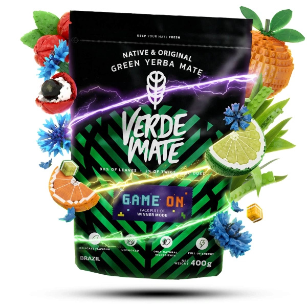 Christmas Gift Set Yerba Mate Verde Mate Game On 400g + Yerbomos and Thermal Mug