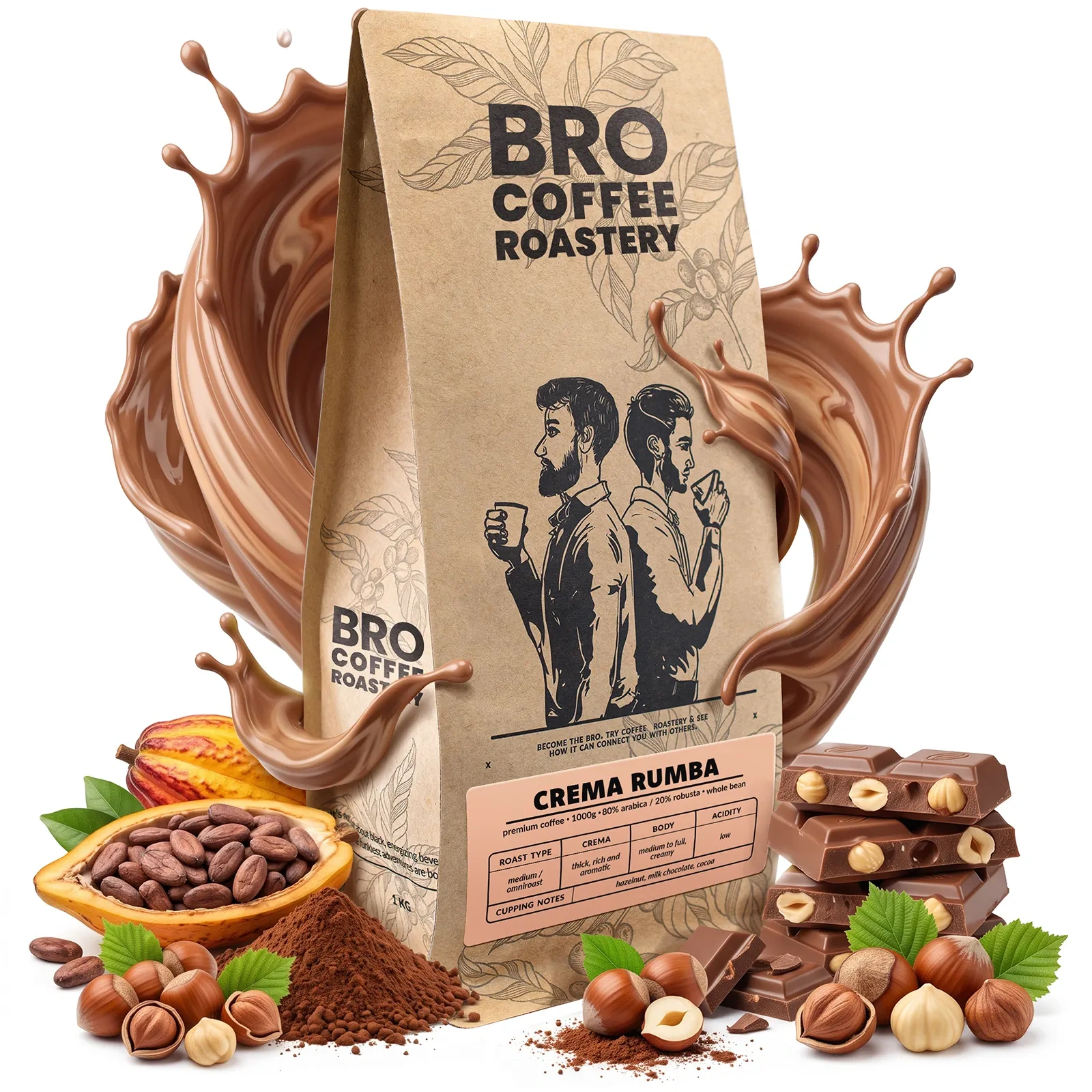 Bro Coffee Roastery Crema Rumba - 80% arabica 20% robusta whole bean coffee