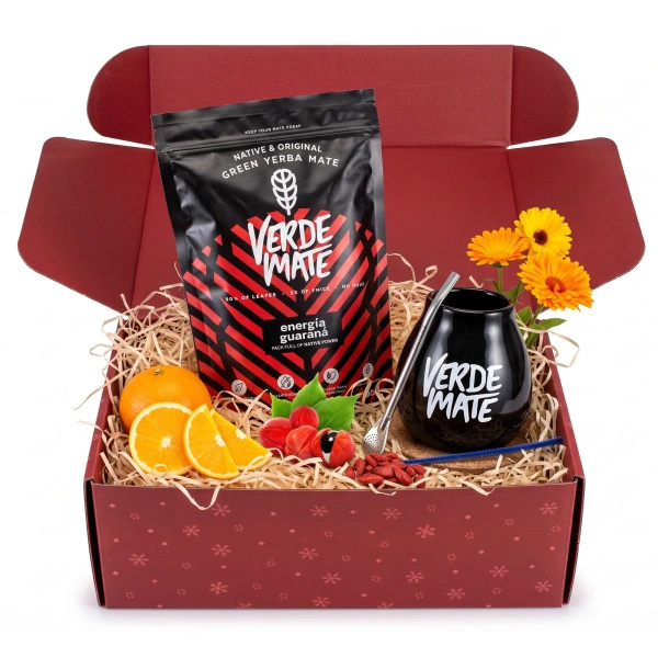 Christmas Gift Set Yerba Mate Verde Mate Energía Guaraná 500g + Gourd and Bombilla