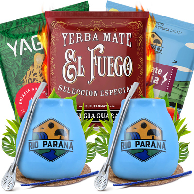 Yerba Mate Energia Set FOR TWO Calabash Bombilla