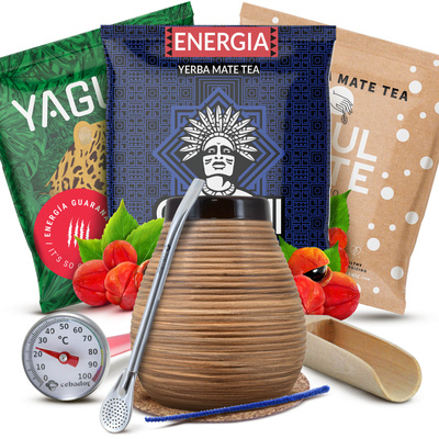 Yerba Mate Set: Samples 3x50g + Honey Mate Cup + Bombilla