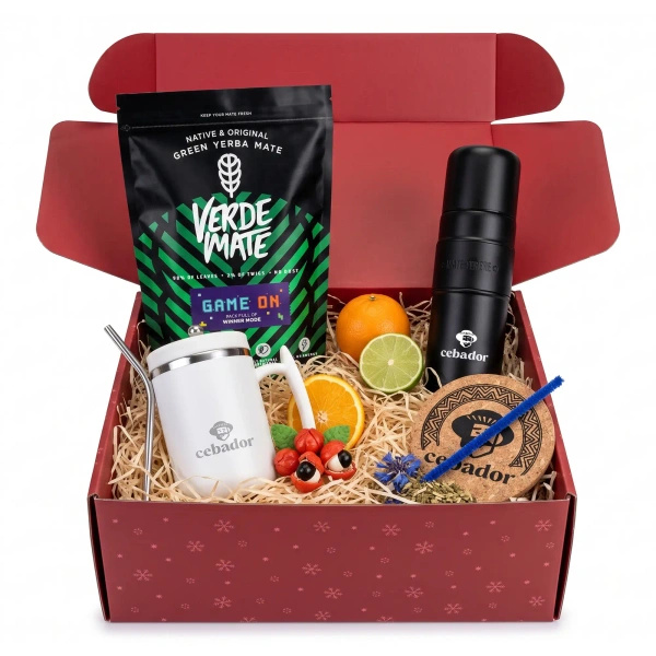 Christmas Gift Set Yerba Mate Verde Mate Game On 400g + Yerbomos and Thermal Mug