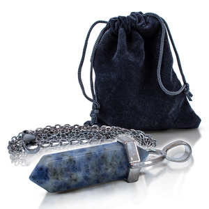 Pendant with Blue Spot Stone in pouch + chain