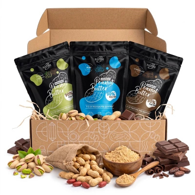 Powdered Peanut Butter Gift Set Nustino: Pure + Chocolate + Pistachio & Chocolate 3x400g