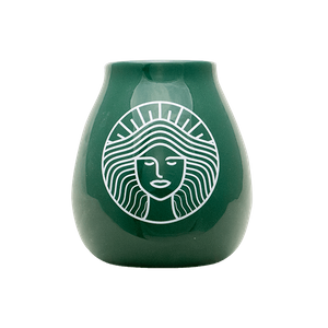Ceramic Mate Gourd with Pachamama Logo (Green) 350ml