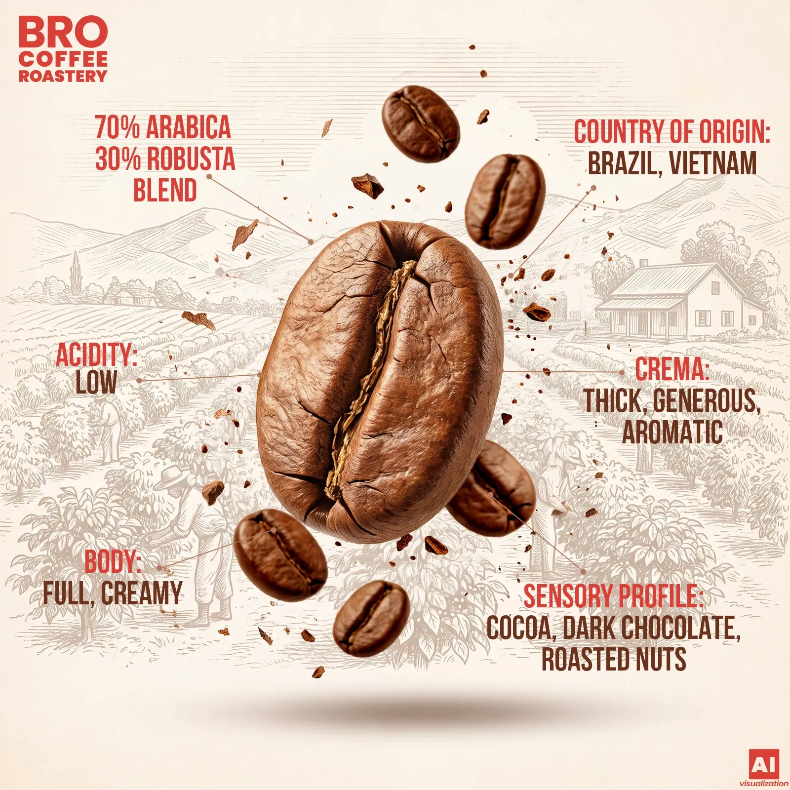Arabica and robusta beans - Bro Coffee Roastery Crema Tango