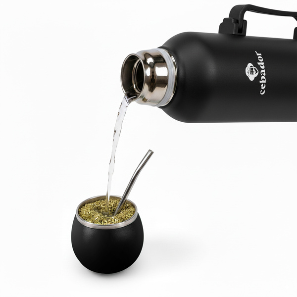 YerbaGo – Thermos with Mate Gourd and Bombilla 1.3 L – black