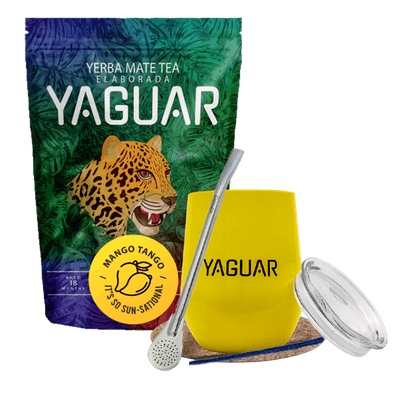 Yerba Mate Set: Yaguar Mango Tango 500g + TermoLid + Bombilla