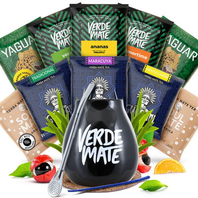 Yerba Mate Set 10x50g Calabash + Bombilla