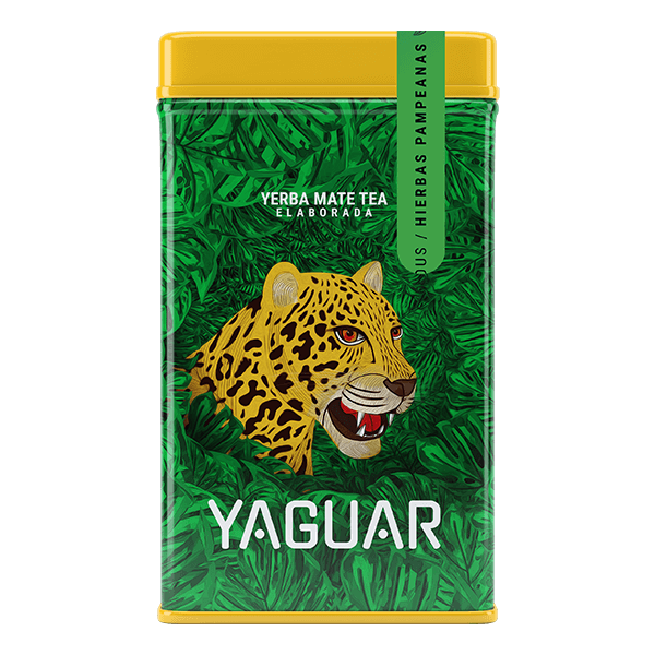 Yerbera – Tin can + Yaguar Hierbas Pampeanas 0.5kg