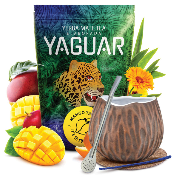 Yerba Mate Set Yaguar 500g 0.5kg Calabash + Bombilla
