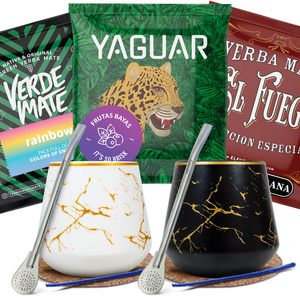 Yerba Mate Set for Two: samples 3×50g 2x Calabash + 2x Bombilla