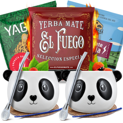 Yerba Mate Energia Set FOR TWO Calabash Bombilla