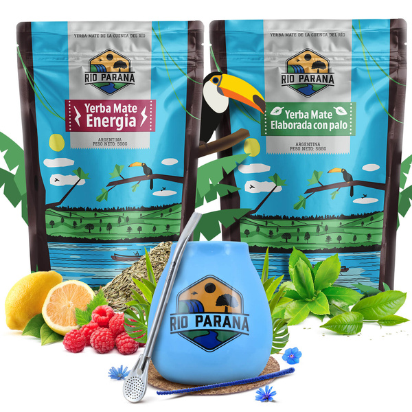 Yerba Mate set Rio Parana Energia Elaborada 2x500g + accessories