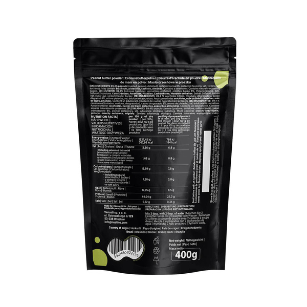 Nustino – Powdered Peanut Butter – Pistachio & Chocolate (no sugar added) 400g