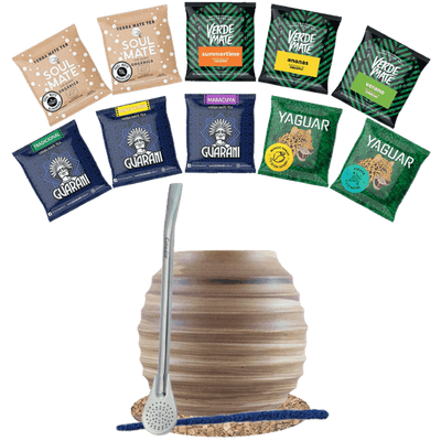 Yerba Mate Set 10x50g Calabash + Bombilla