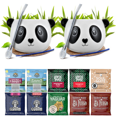 Yerba Mate Set FOR TWO Calabash Bombilla