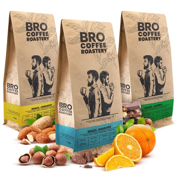 Set of Bro Coffee Roastery Brazil Samba + Brazil Guaxupe + Brazil Cerrado 3x1kg (3kg)
