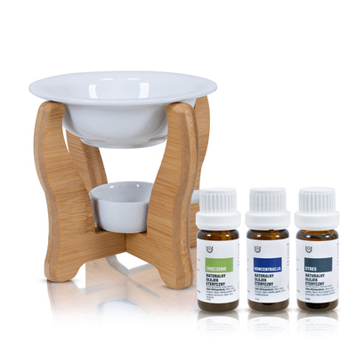 Aromatherapy Set: natural essential oils + oil burner