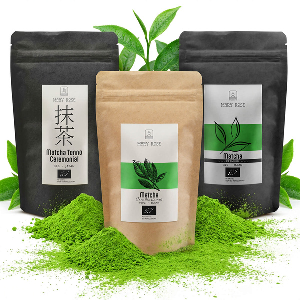 Set of 3 Japanese Organic Matcha Teas: Ceremonial + Premium + Culinary