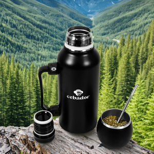 YerbaGo – Thermos with Mate Gourd and Bombilla 1.3 L – black