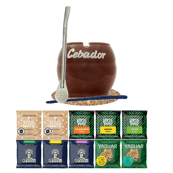 Yerba Mate Set 10x50g Calabash + Bombilla