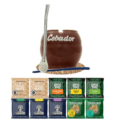 Yerba Mate Set 10x50g Calabash + Bombilla