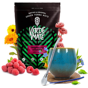 Yerba Mate set Verde Mate Raspberry 500g Calabash + Bombilla
