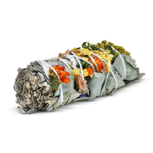 Meditation set: white sage incense + yellow calcite